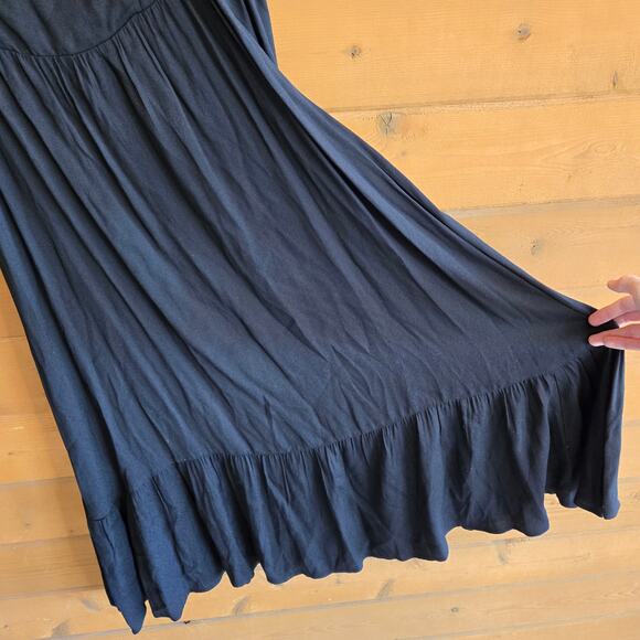 Reformation Mica Dress Black 2 Flowy Square Neck Goth Witchy Fall Boho Pinup - Picture 6 of 7